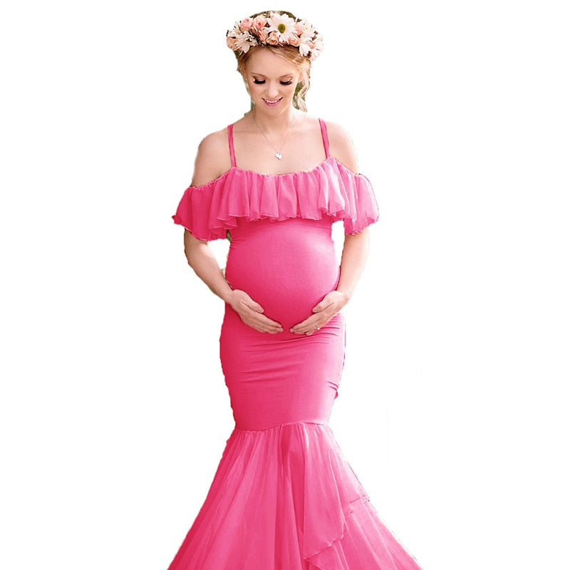 Carolyn Maternity Ruffles Chiffon Dress Fanxity