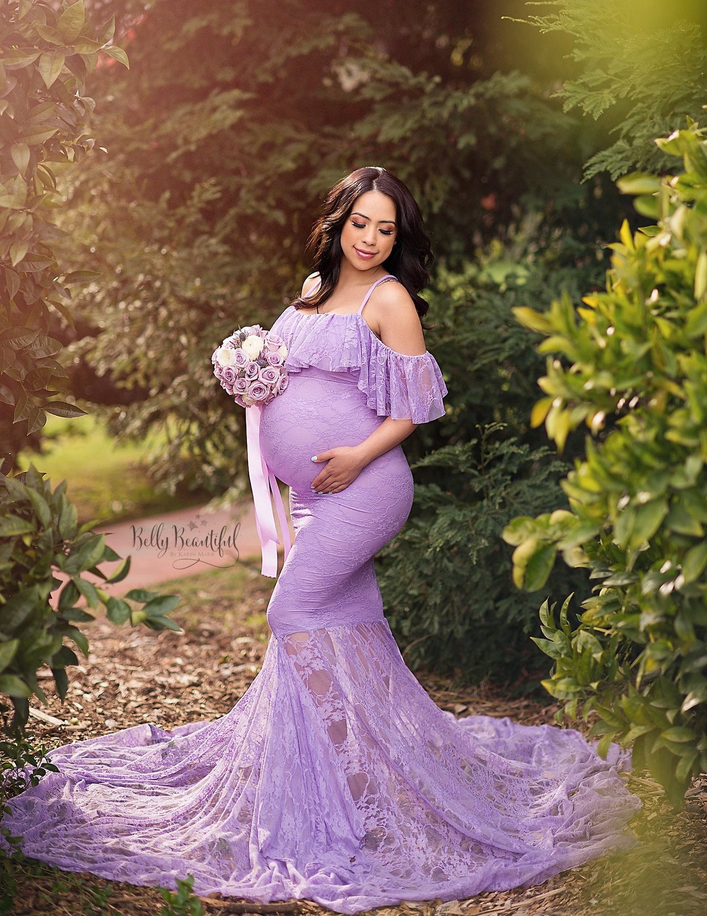 Lace Maternity Maxi Gown Dress Fanxity