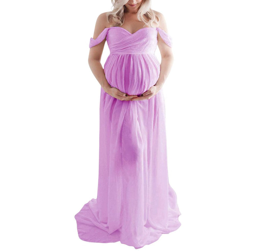 Sexy Strapless maternity Maxi Dress Fanxity