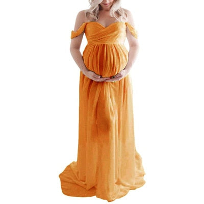 Sexy Strapless maternity Maxi Dress Fanxity
