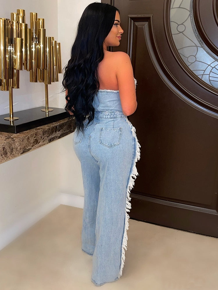 Women's Jumpsuits Fashion Sleeveless Off-the-shoulder Sexy Denim Jumpsuit -  China Wholesale Women's Jumpsuits $15 from Jinjiang Xiangchi Trading Co.,  Ltd. | Globalsources.com