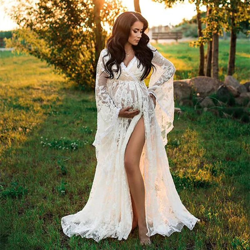 Boho Lace Maternity Flare Dress – Fanxity